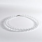 Halskæde med gennemsigtige glasperler og metal-lås, BODHI